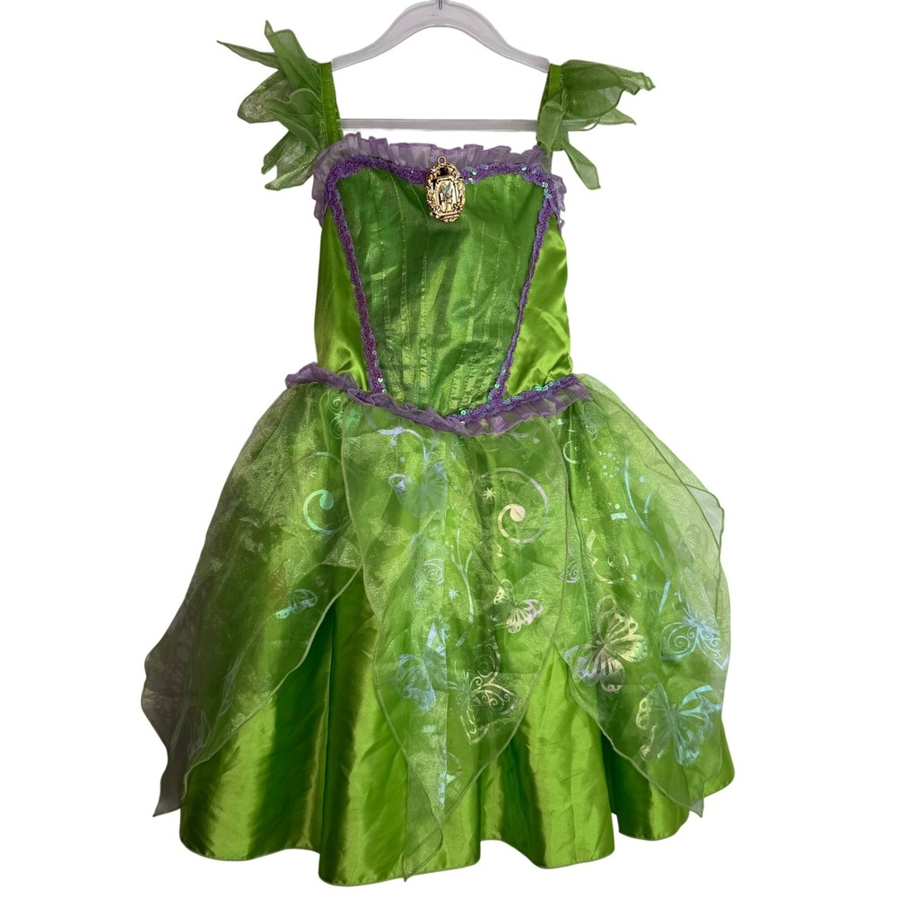 DISNEY Tinker Bell Costume Size 7/8 Green Fairy‎ Dress Tule